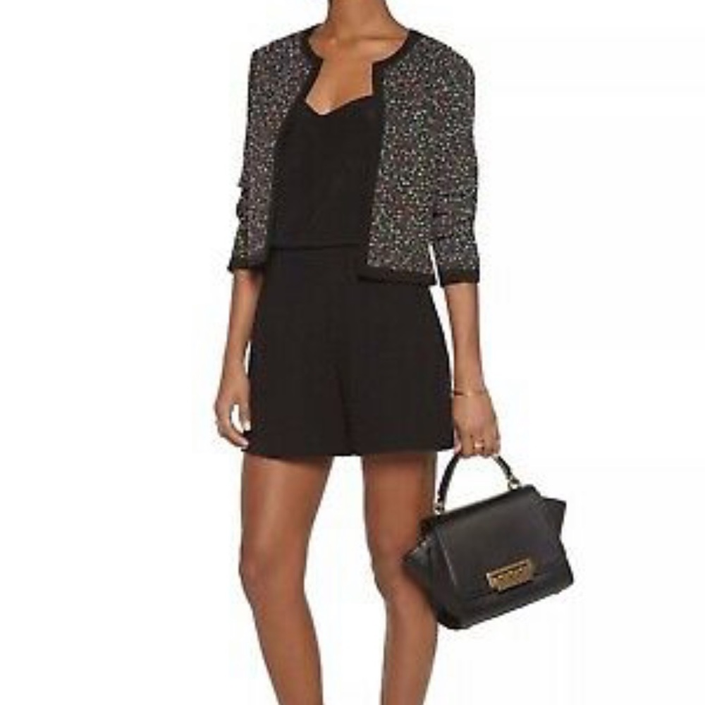 Diane Von Furstenberg Black Multicolor Tweed Blazer